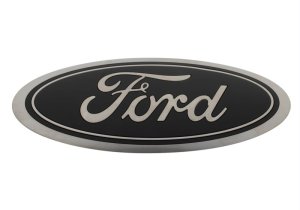 Ford F-150 Lightning Oval Emblem Kit - Front + Rear - Ford Racing - Smoked Chrome with Camera Provision - Black - 2022+